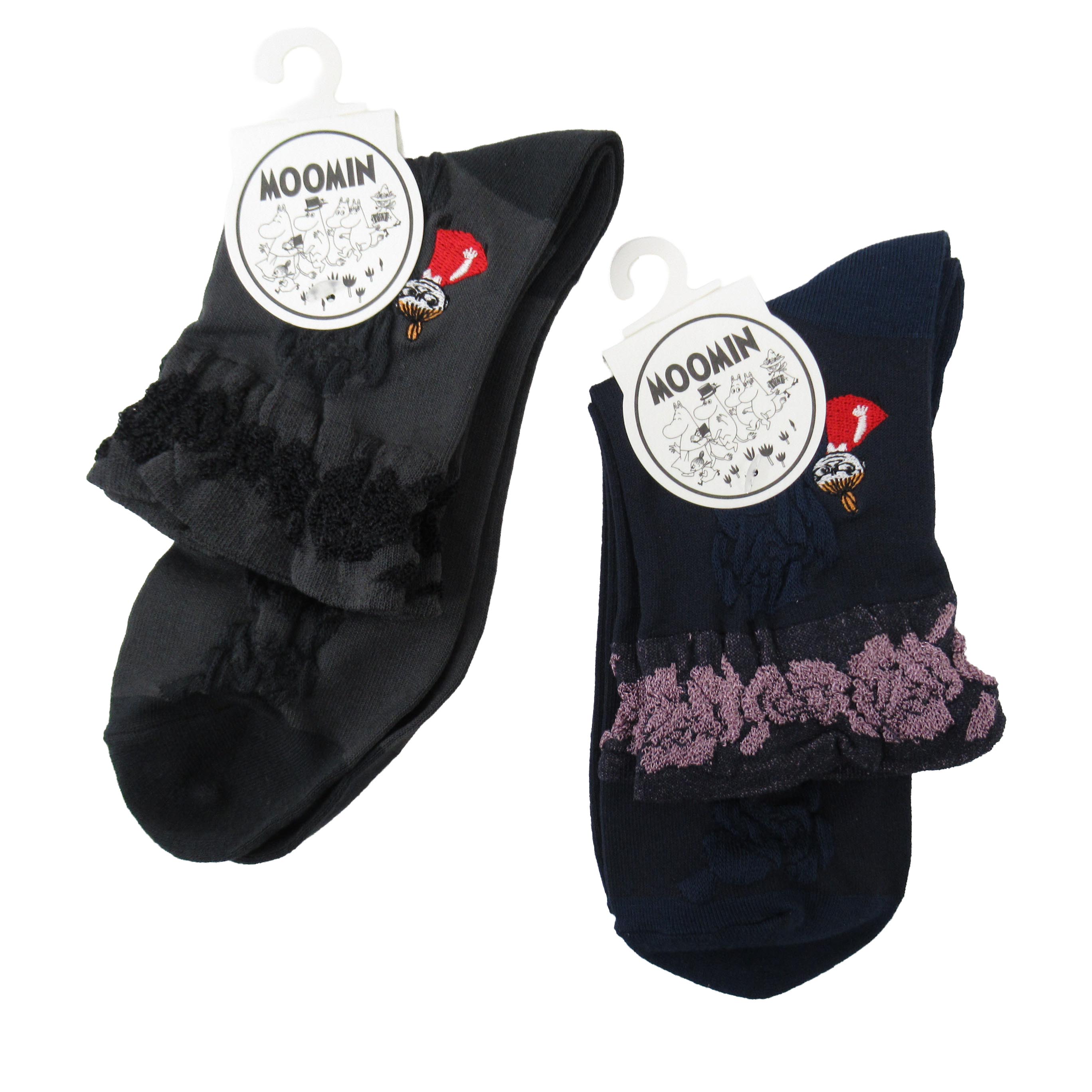 MOOMIN ソックス バラ柄+ミイ刺繡 逆スパ